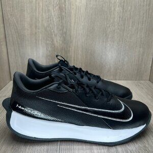 Nike Team Hustle Quick 3 Basketball Shoes Boys 6Y Leather Black Metallic Silver